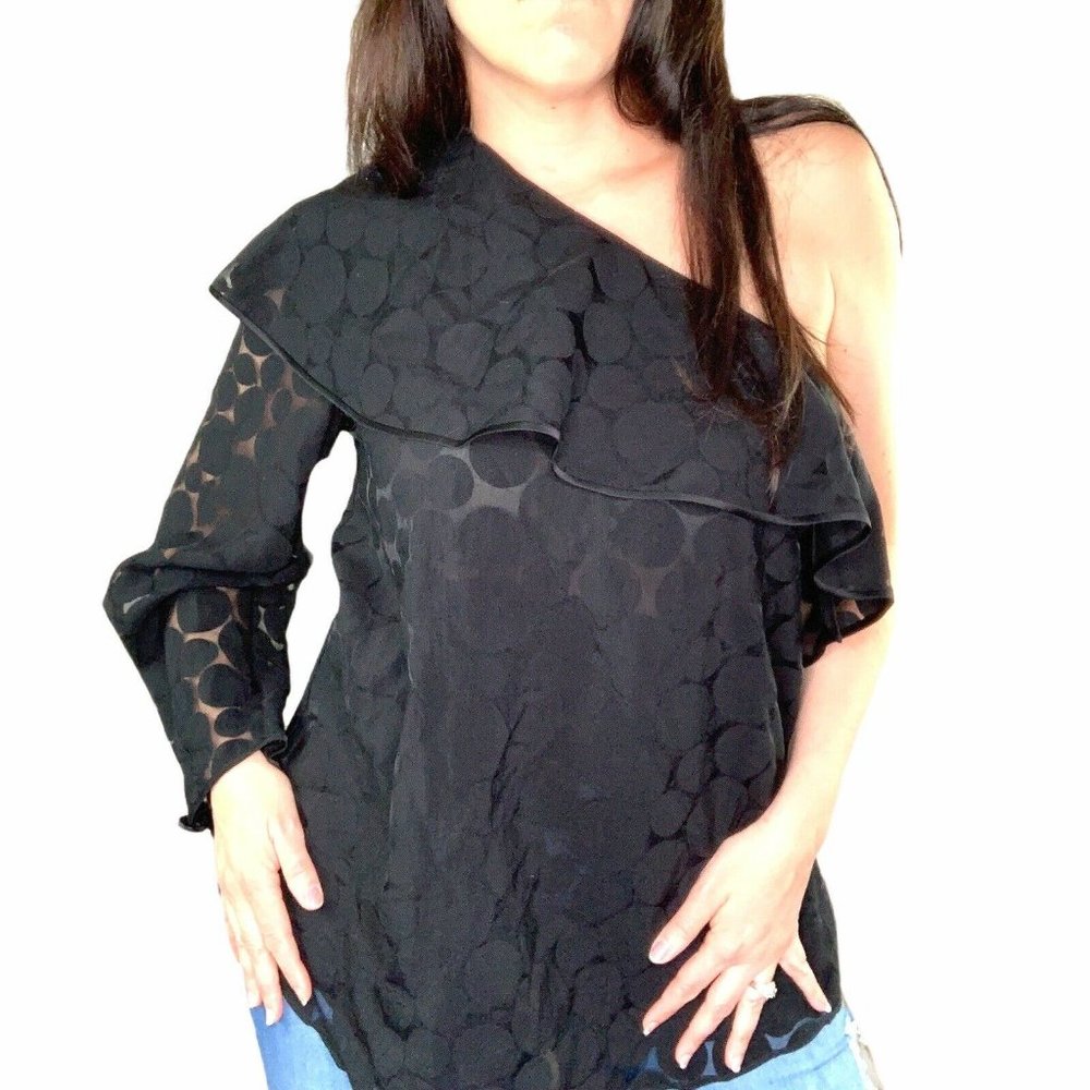 Diane von Furstenberg One-Shoulder Ruffle Circle M - Picture 3 of 10